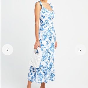 Reformation - Verishop - o.p.t - Blue Floral Midi Dress - Brand New!